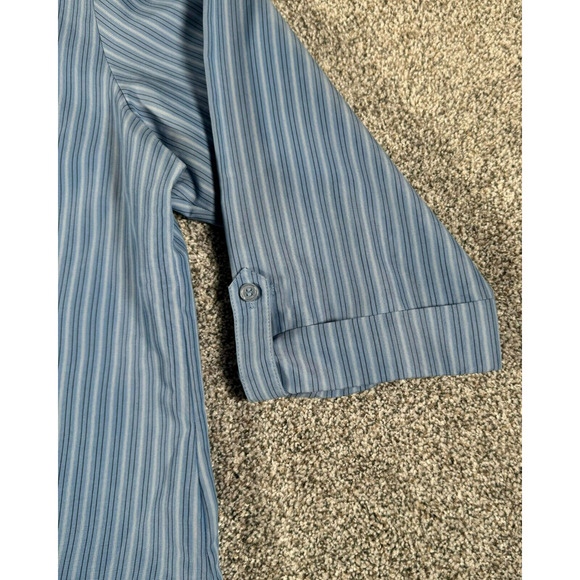 Vintage 80s 90s Button Up Top Womens 1X Plus Striped Coastal Office Oversize - Picture 3 of 11